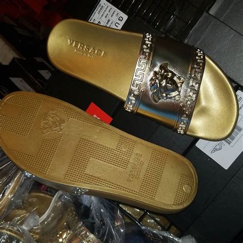 versace flops|Versace sandals white and gold.